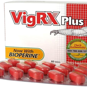 VigRX Plus 60-tablet box with BioPerine and authenticity seal